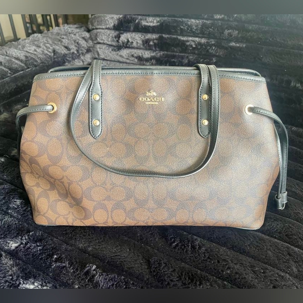 Coach Brown and Black Signature Satchel
